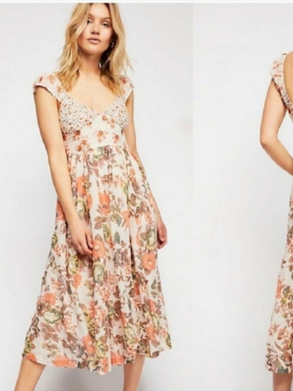 Free People Mixed Floral Print Love You Cotton Sundress Large Small Flaws